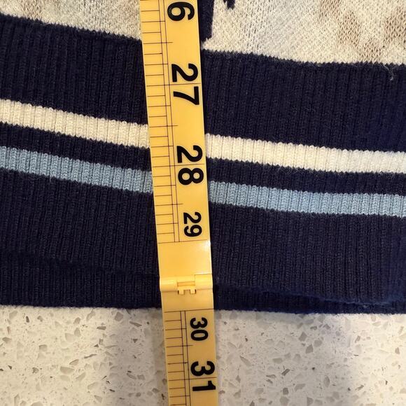 Torrid Argyle Deep V-Neck Sweater Plus Size 1 Preppy Fall Knit White Blue - Picture 8 of 9